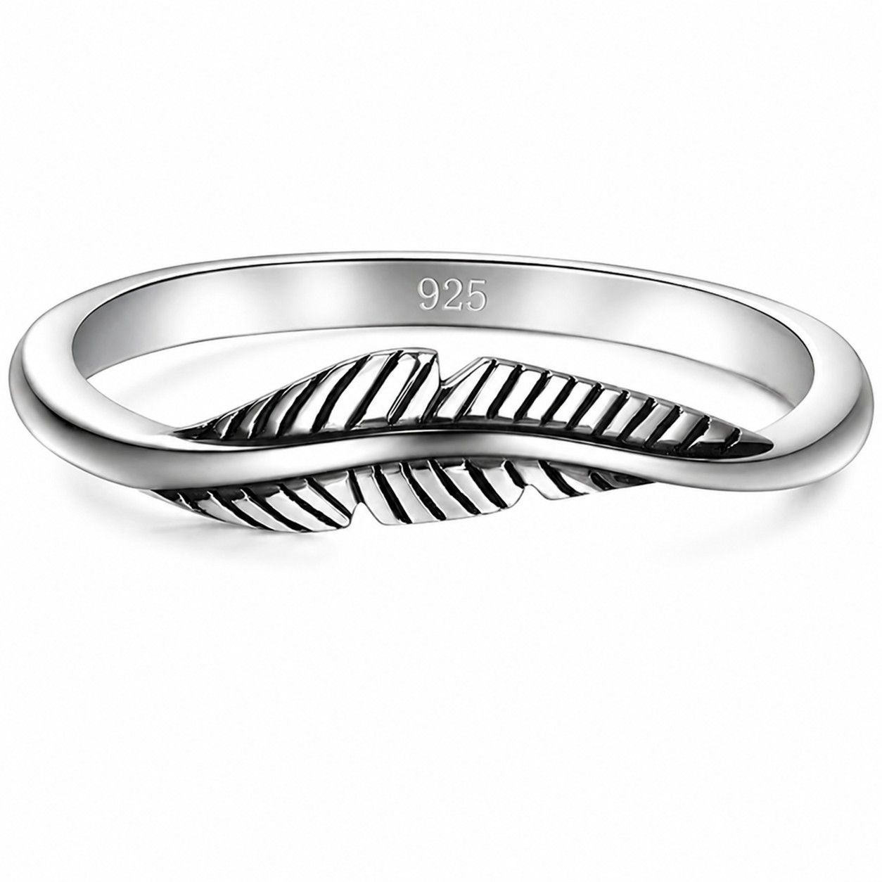 925 Sterling Silver Feather Ring